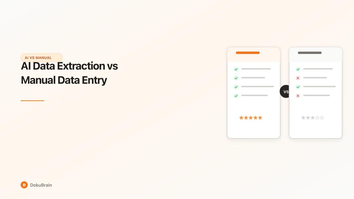 Side-by-side comparison panels contrasting AI extraction features versus manual data entry limitations