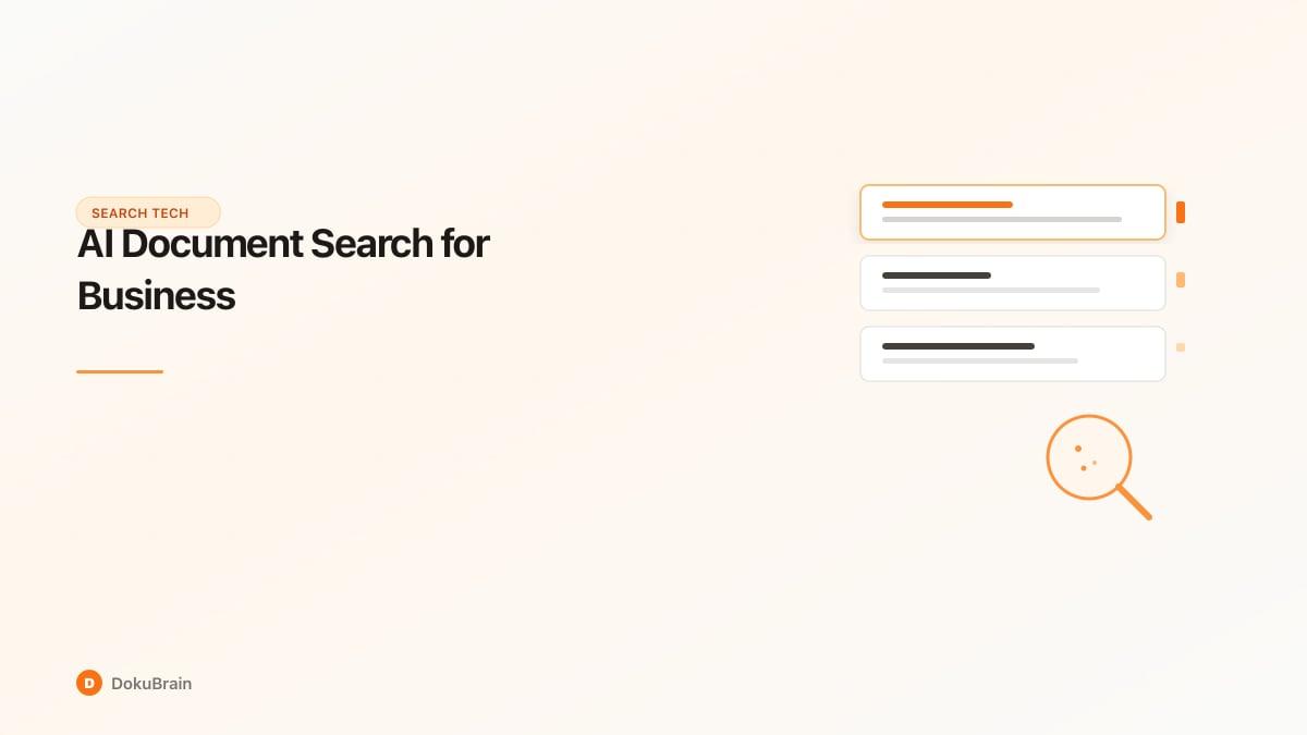 Illustration of a search interface finding answers across multiple document types using AI semantic search