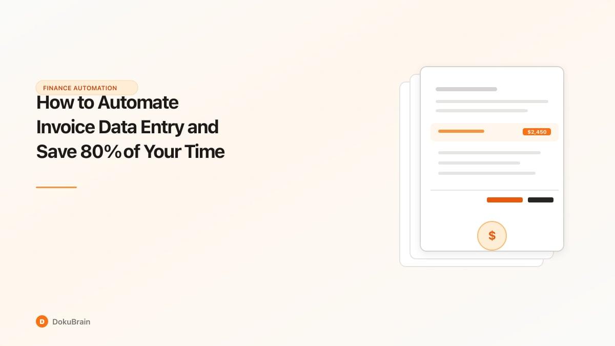 Illustration of AI processing stacked invoices with extracted dollar amounts and data fields