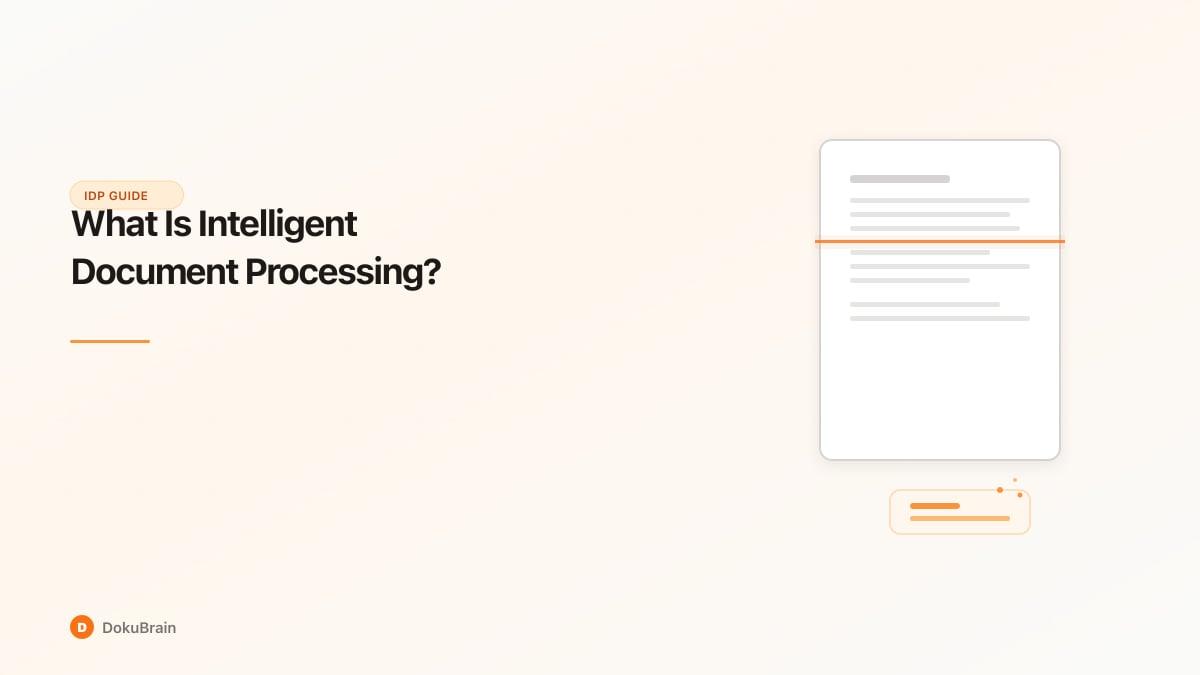 Document being scanned by an AI beam with structured data fields extracted into labeled cards