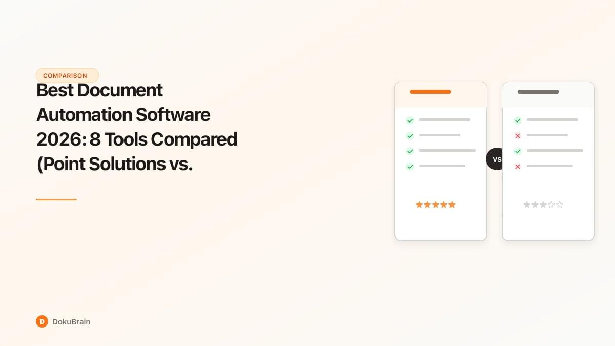 Comparison table of 8 document automation software tools in 2026 showing point solutions vs full pipeline platforms