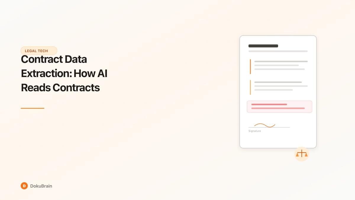 Illustration of a legal contract with highlighted clauses, risk markers, and a signature line